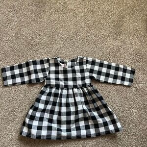Vintage black and white buffalo plaid baby dress 18M